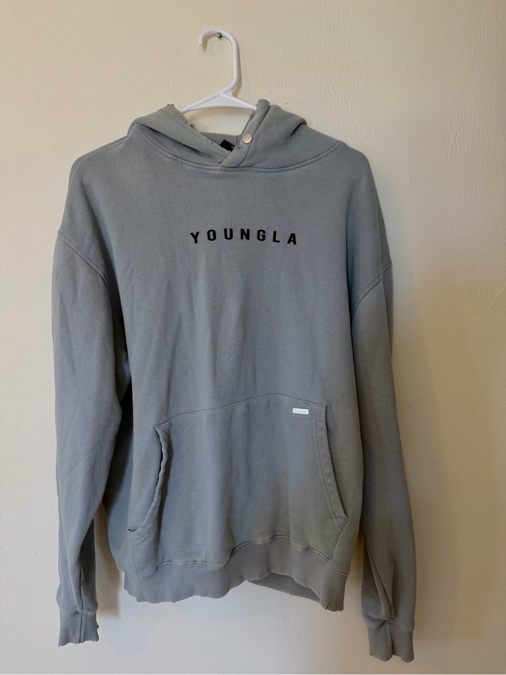 YoungLA Men's Hoodie Sweatshirt in Light Gray with Black Logo